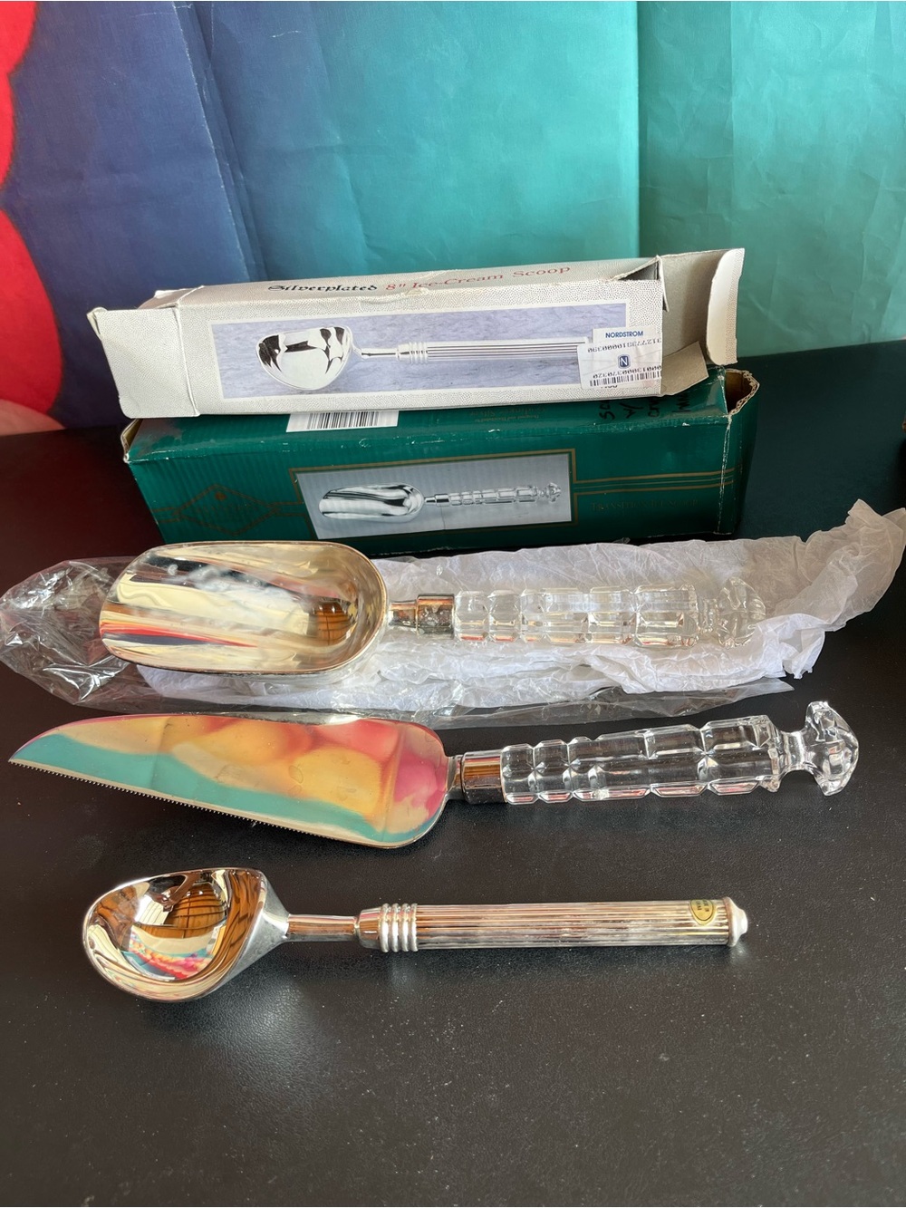 Crystal Handle Scoop, Cake Server and Ice Cream Scoop Set - Clear